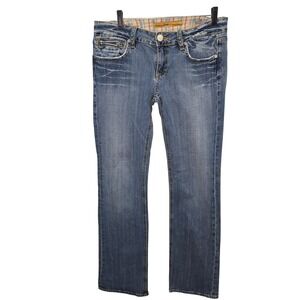 Vigoss Gold Womens Embellished Straight Leg Jeans Medium Wash Turquoise Studs 30